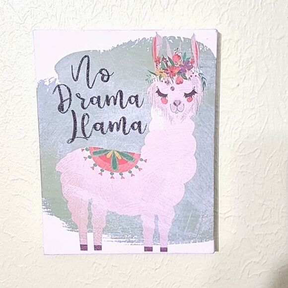 Llama Canvas Wall Picture - No Drama Llama, 6.5" x 8.5" - Picture 1 of 4